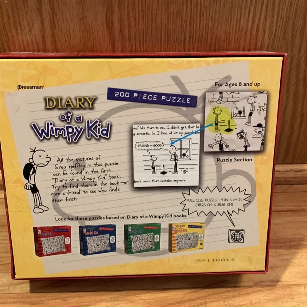 Diary of a Wimpy Kid 200 piece puzzle HARD! Ages 8+ and all pieces are in box